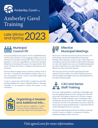 Amberley Gavel - Fred Dean and Nigel Bellchamber, experienced municipal professionals and acknowledged leaders in the field of councillor education